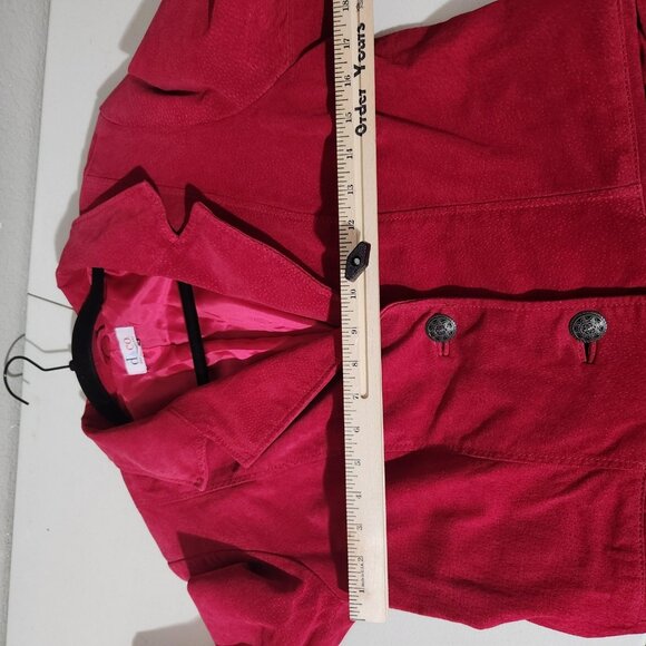 Denim & Co Suede Leather Blazer Jacket Medium Pink - Picture 7 of 14